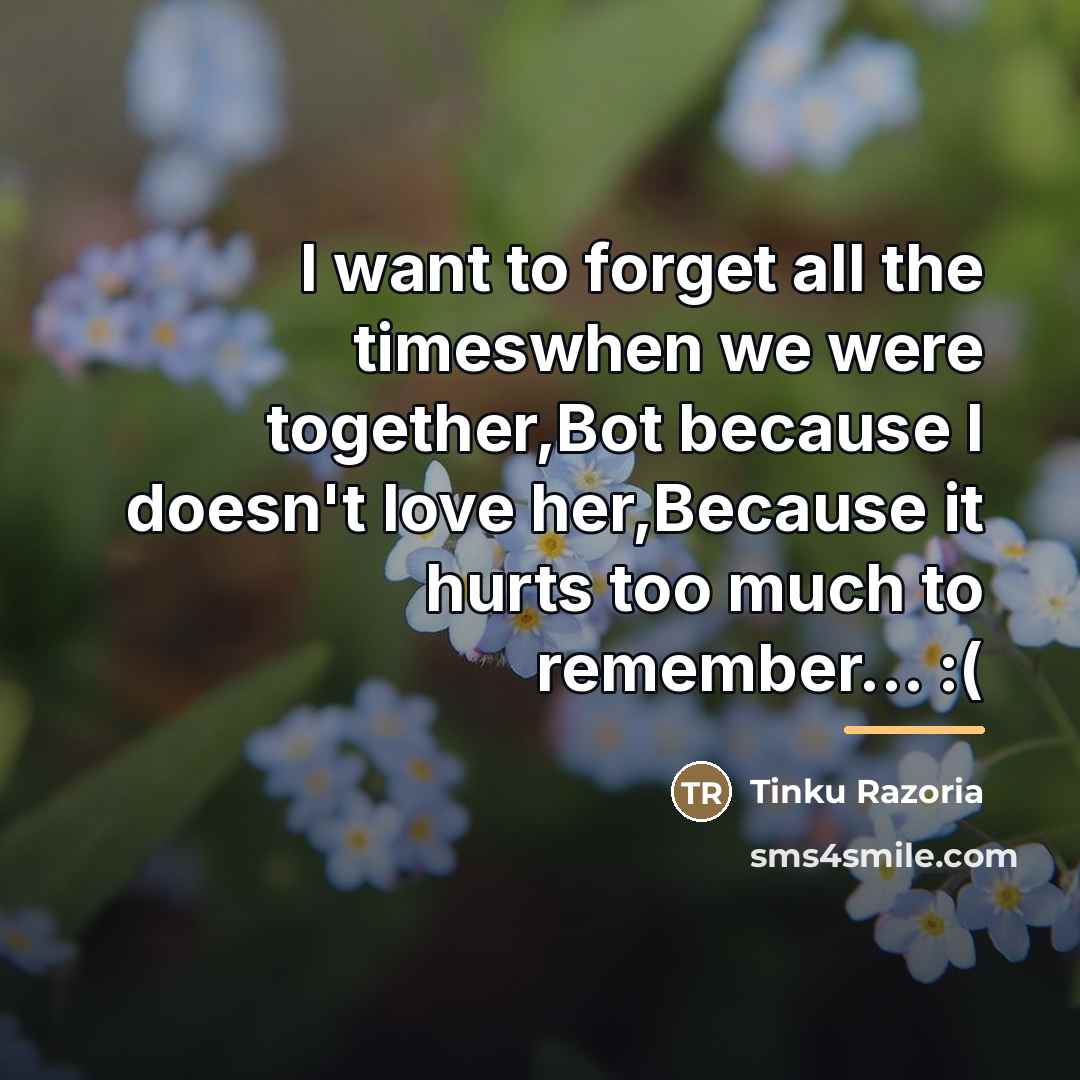 “I want to forget all the timeswhen we were together,Bot…” quote by Tinku Razoria