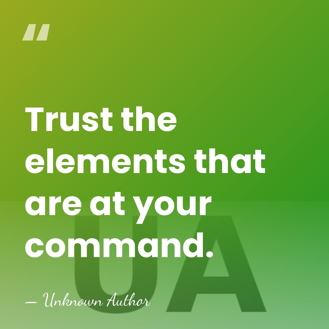 Trust the elements that are at your command. - Unknown Author