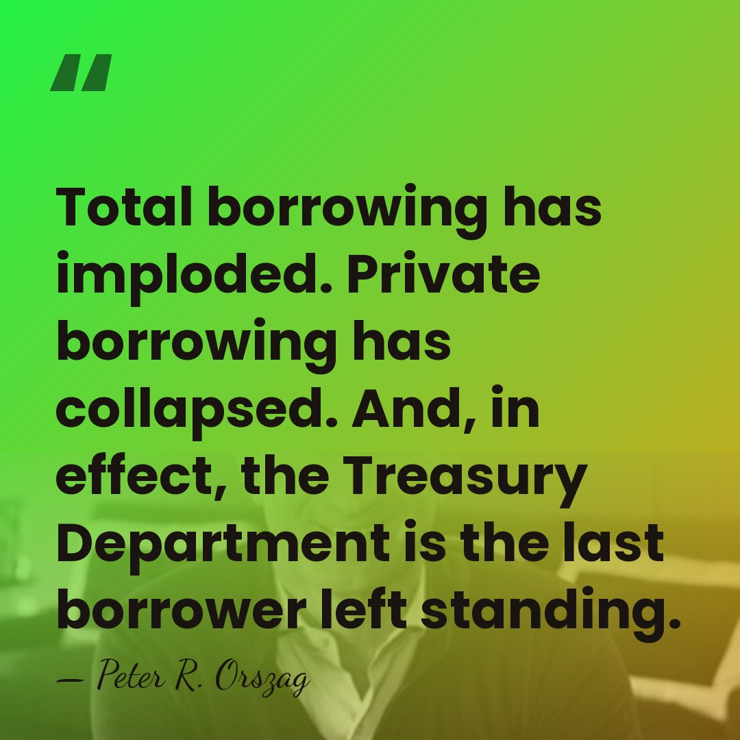 Total borrowing has imploded. Private borrowing has collapsed. And, in effect, the&hellip; - Peter R. Orszag